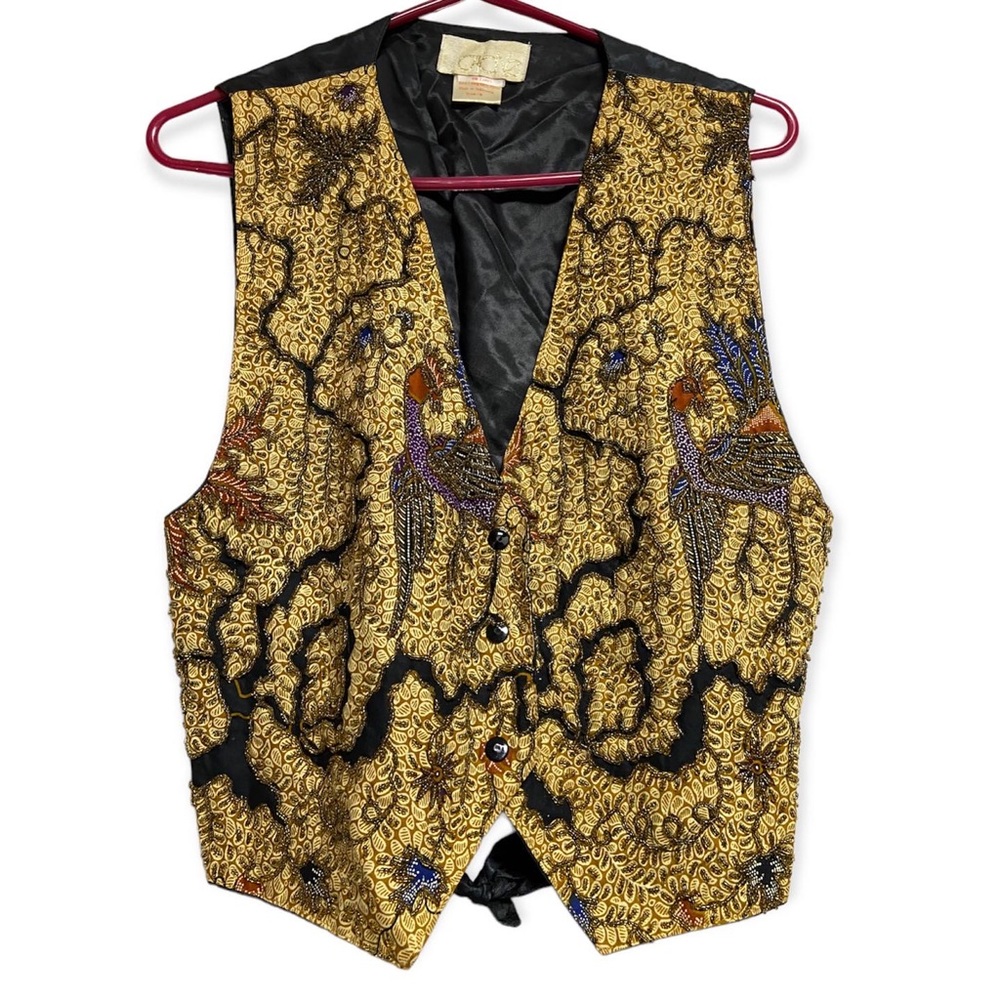 Vintage Cache beaded bird vest. Small.
